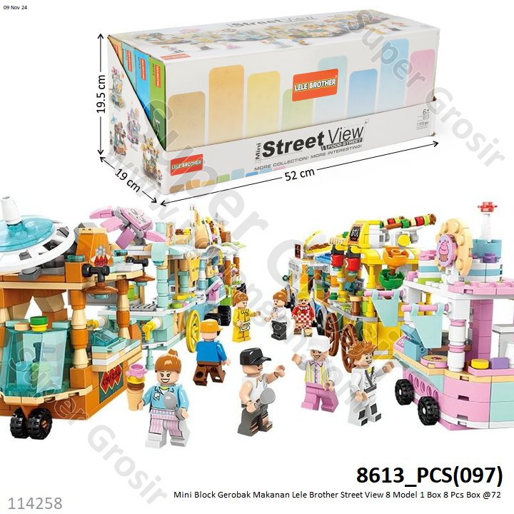 Mini Block Gerobak Makanan Lele Brother Street View 8 Model 1 Box 8 Pcs Box @72
