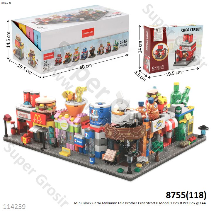 Mini Block Toko Makanan Lele Brother Crea Street 8 Model 1 Box 8 Pcs Box @144