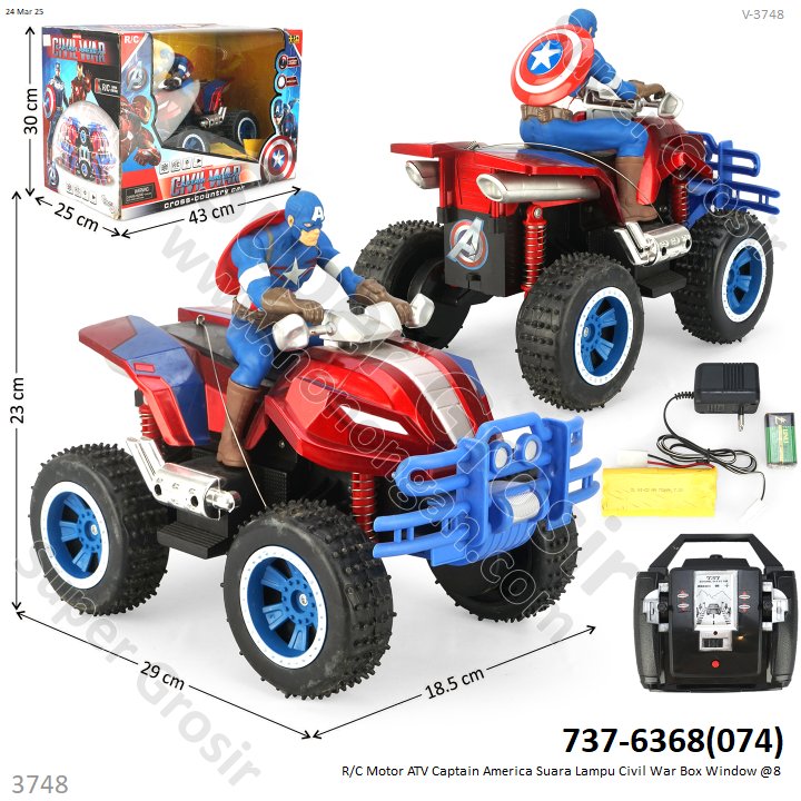 R/C Motor ATV Captain America Charge + Charger Suara Lampu Civil War Box Window @8