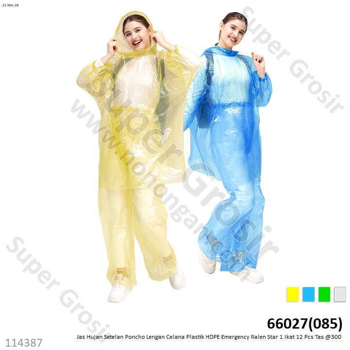 Jas Hujan Setelan Poncho Lengan Celana Plastik HDPE Emergency Ralen Star 1 Ikat 12 Pcs Tas @300
