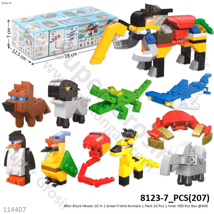 Mini Block Hewan 10 In 1 Deform Gajah Great Friend Animals 1 Pack 10 Pcs 1 Inner 300 Pcs Box @600 