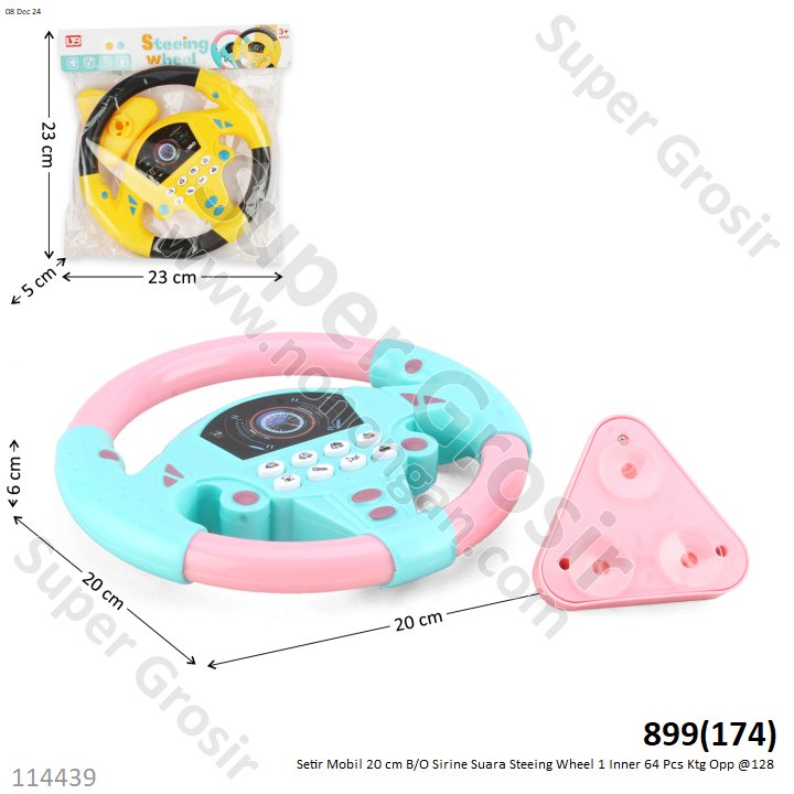 Setir Mobil 20 cm B/O Sirine Suara Steeing Wheel 1 Inner 64 Pcs Ktg Opp @128