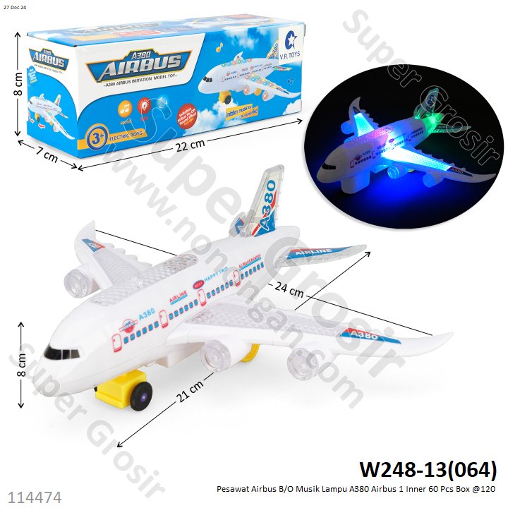 Pesawat Airbus B/O Musik Lampu A380 Airbus 1 Inner 60 Pcs Box @120