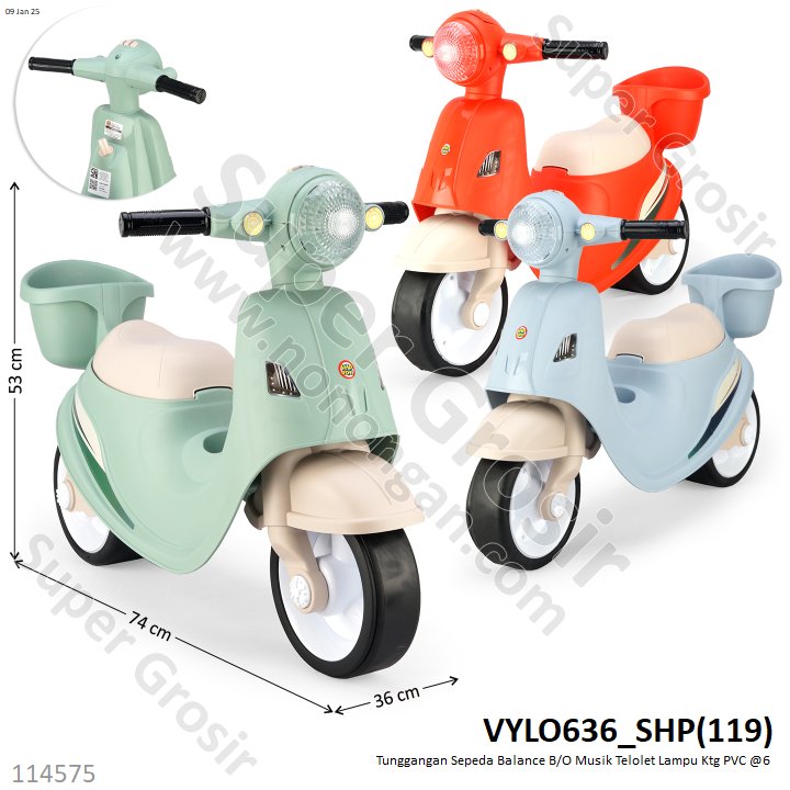 Tunggangan Sepeda Balance B/O Musik Telolet Lampu Ktg PVC @6