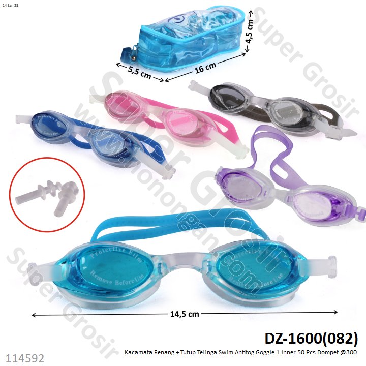 Kacamata Renang Set Tutup Telinga Swim Antifog Goggle 1 Inner 50 Pcs Dompet @300