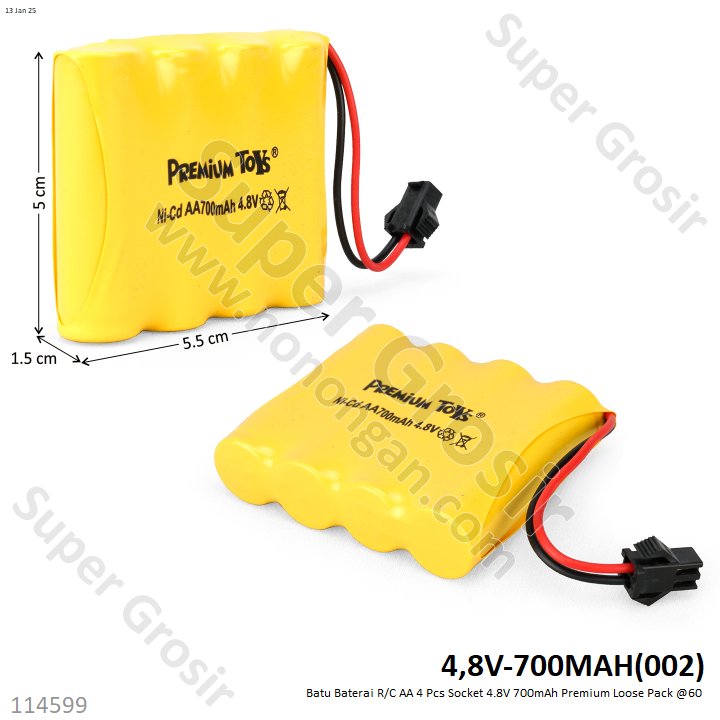 Batu Baterai R/C AA 4 Pcs Socket 4.8V 700mAh Premium Loose Pack @60