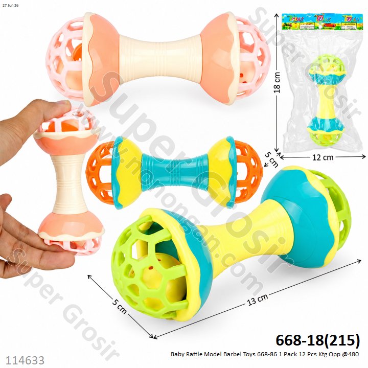 Baby Rattle Model Barbel Toys 668-86 1 Pack 12 Pcs Ktg Opp @480