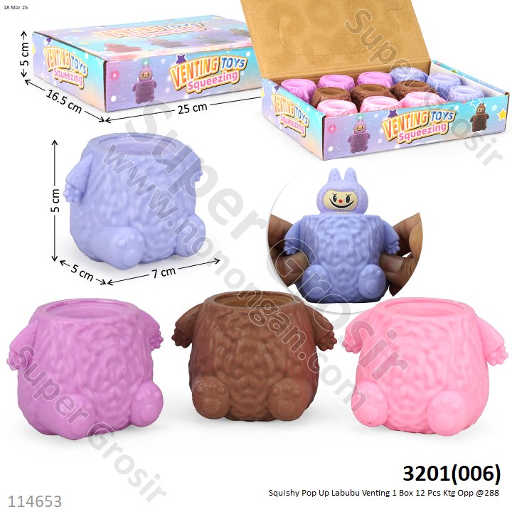 Squishy Pop Up Labubu Venting 1 Box 12 Pcs Ktg Opp @288
