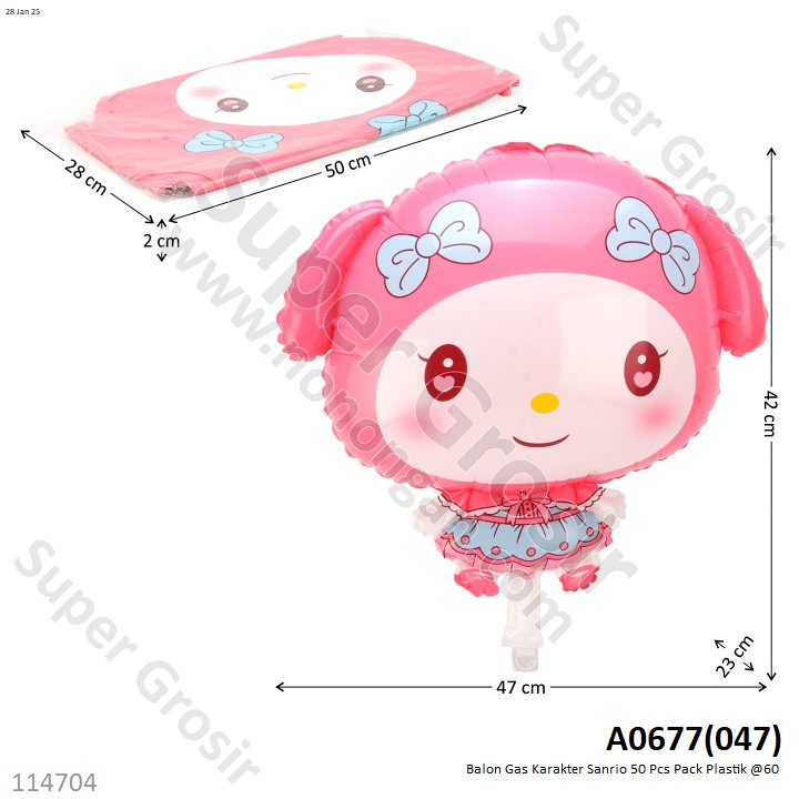 Balon Gas Karakter Sanrio 50 Pcs Pack Plastik @60