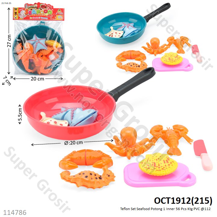 Teflon Set Seafood Potong 1 Inner 56 Pcs Ktg PVC @112 