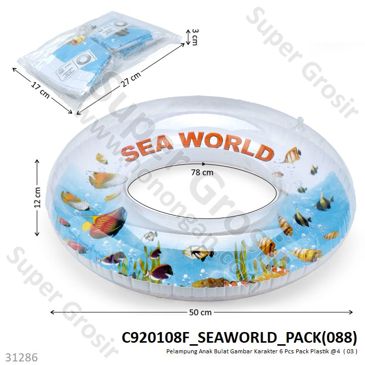 Pelampung Bulat Karakter D 50 cm LD 80 cm 1 Pack 6 Pcs Plastik @24