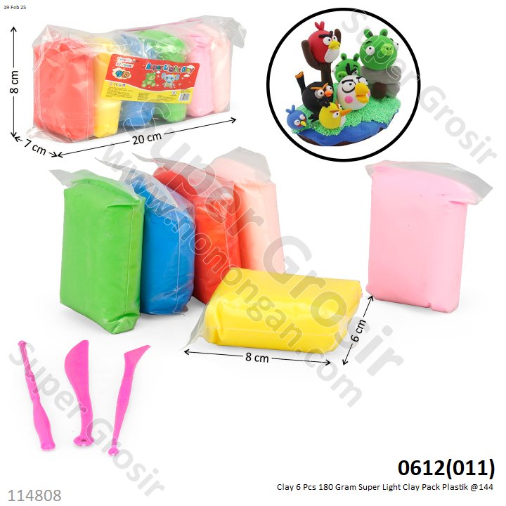 Clay 6 Pcs 180 Gram Super Light Clay ZBL-30G-4_0612 Pack Plastik @125