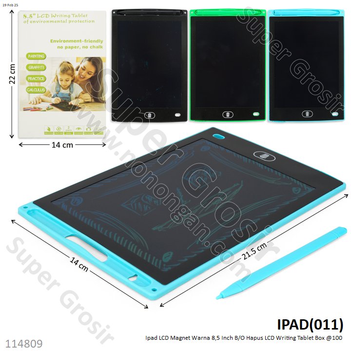 Ipad LCD Magnet Warna 8,5 Inch B/O Hapus LCD Writing Tablet / LCD Display Box @100