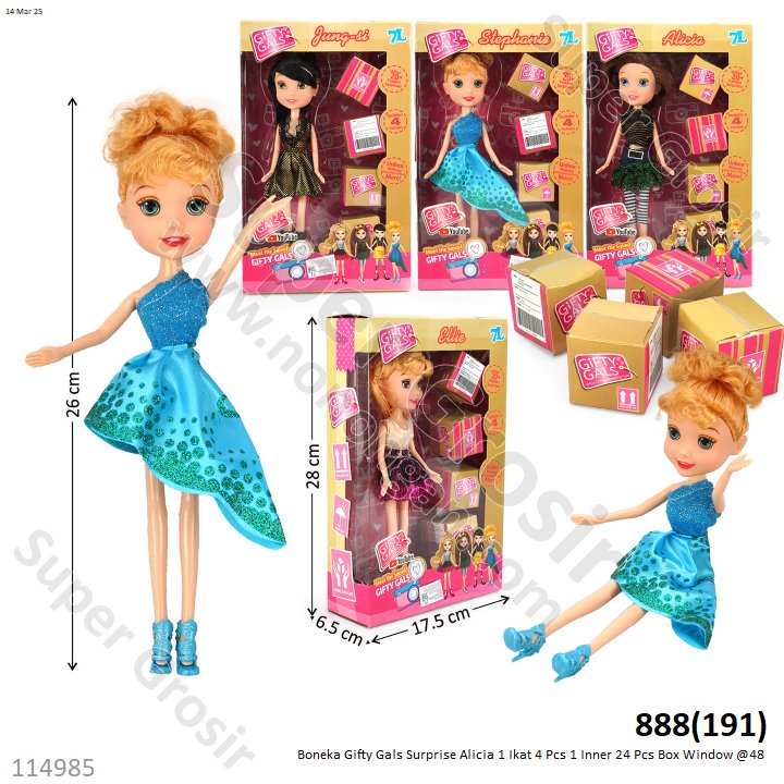Boneka Gifty Gals Surprise Alicia 1 Ikat 4 Pcs 1 Inner 24 Pcs Box Window @48