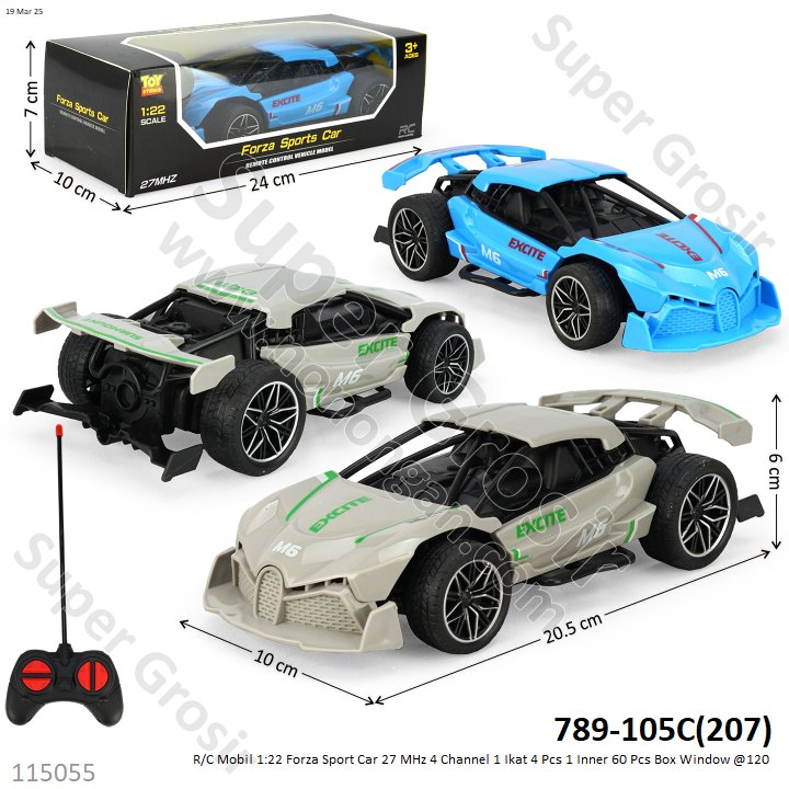 R/C Mobil 1:22 Forza Sport Car 27 MHz 4 Channel 1 Ikat 4 Pcs 1 Inner 60 Pcs Box Window @120