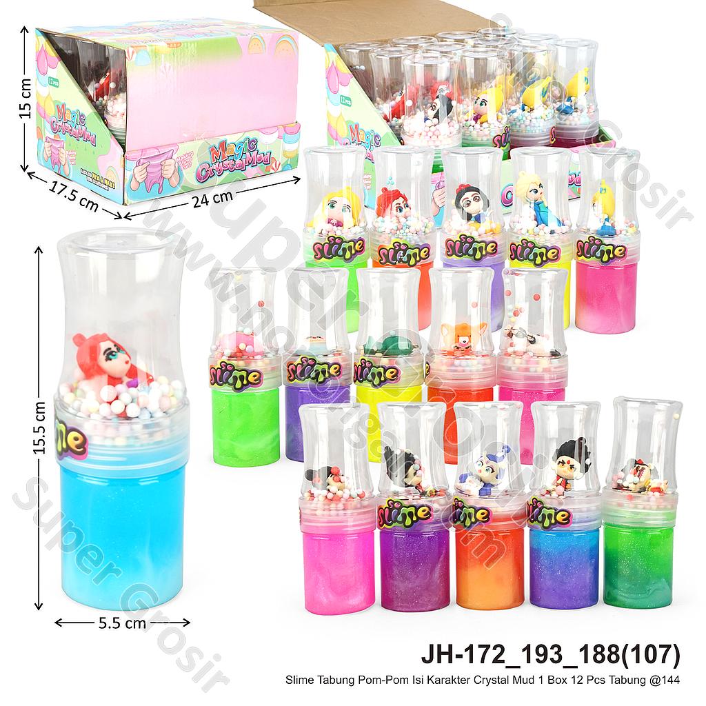 Slime Tabung Pom-Pom Isi Karakter Crystal Mud 1 Box 12 Pcs Tabung @144