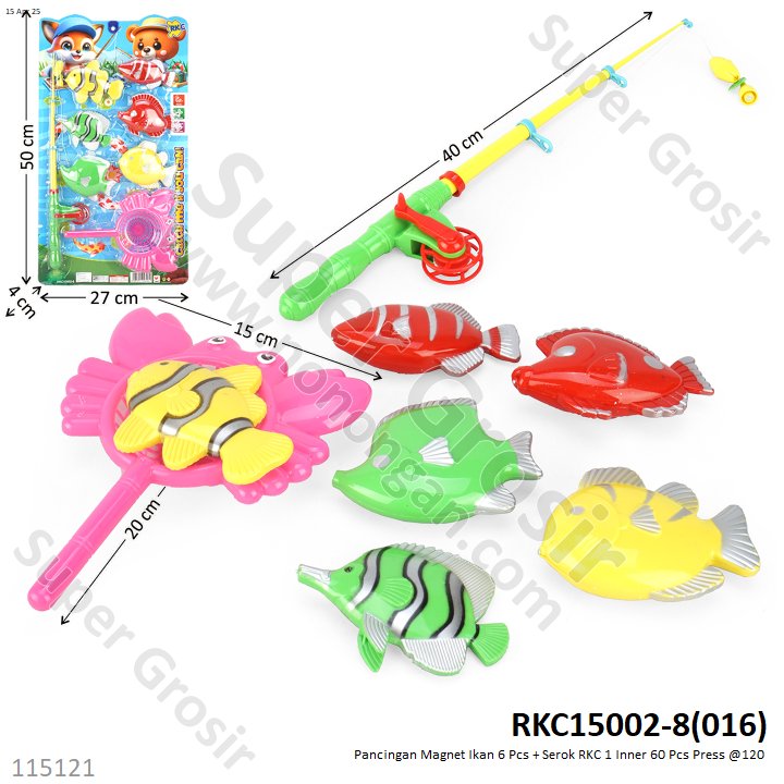 Pancingan Magnet Ikan 6 Pcs + Serok RKC 1 Inner 60 Pcs Press @120