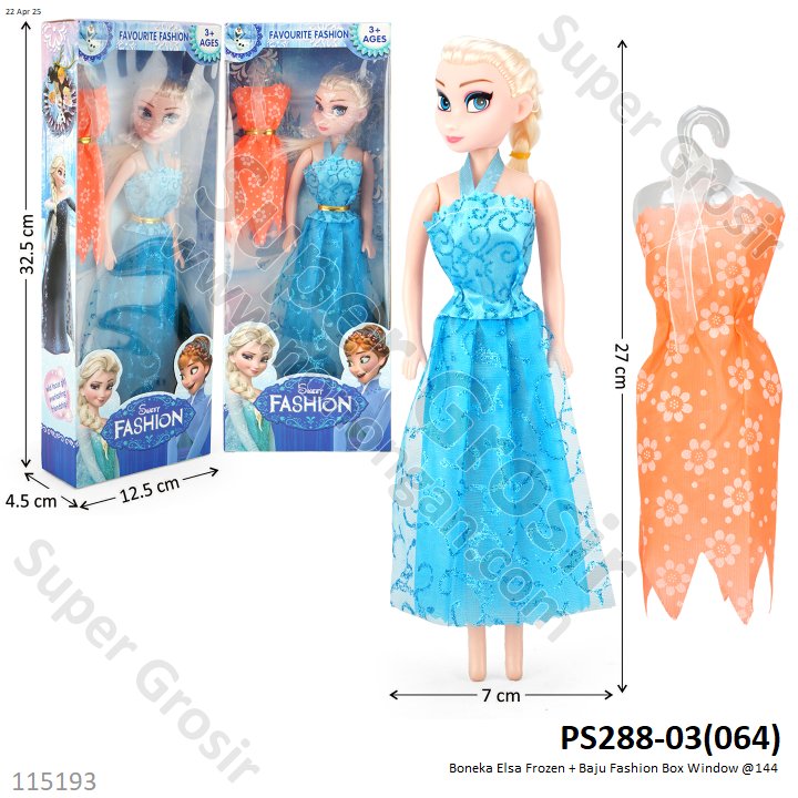 Boneka Elsa Frozen + Baju Fashion Box Window @144