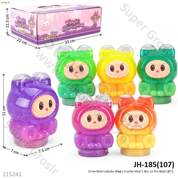 Slime Botol Labubu Magic Crystal Mud 1 Box 12 Pcs Botol @72