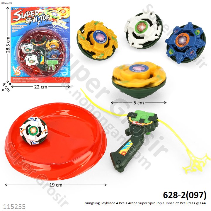 Gangsing Beyblade 4 Pcs + Arena Super Spin Top 1 Inner 72 Pcs Press @144
