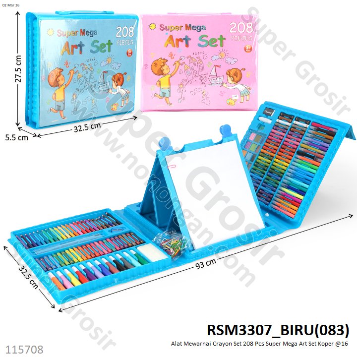 Alat Mewarnai Crayon Set 208 Pcs Super Mega Art Set Koper @16
