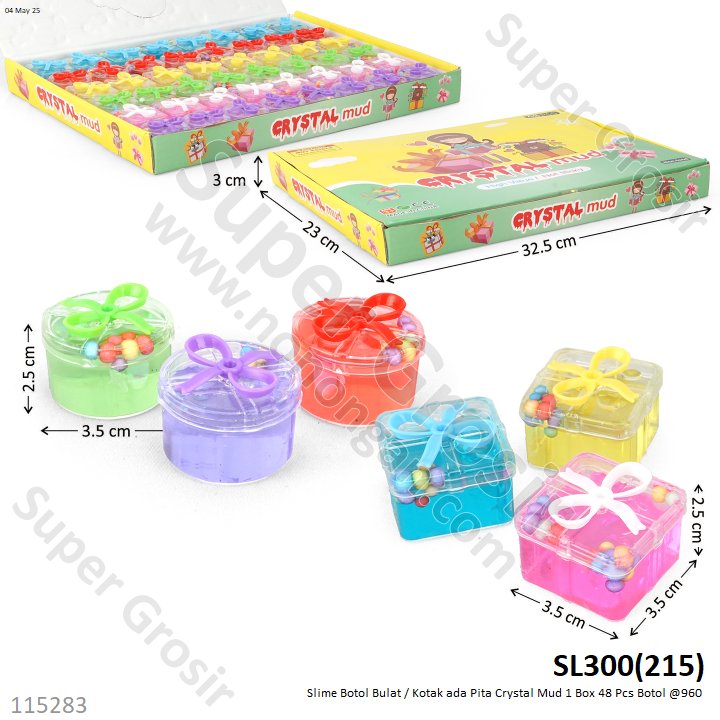 Slime Botol Bulat / Kotak ada Pita Crystal Mud 1 Box 48 Pcs Botol @960