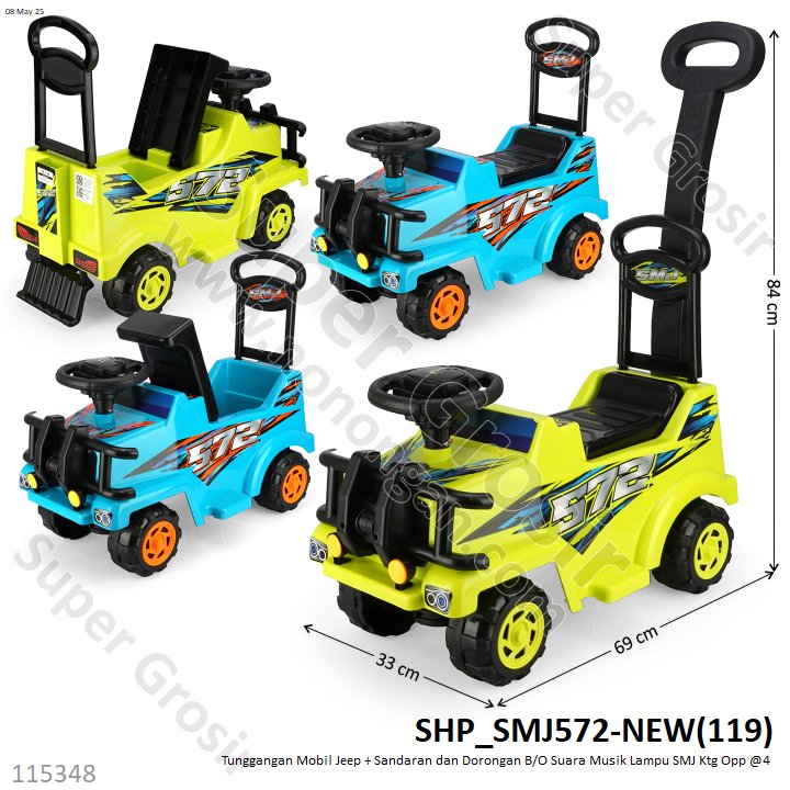 Tunggangan Mobil Jeep + Sandaran dan Dorongan B/O Suara Musik Lampu SMJ Ktg Opp @4