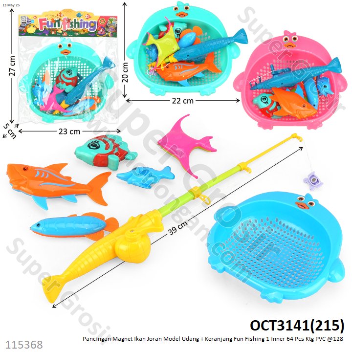 Pancingan Magnet Ikan Joran Model Udang + Keranjang Fun Fishing 1 Inner 64 Pcs Ktg PVC @128