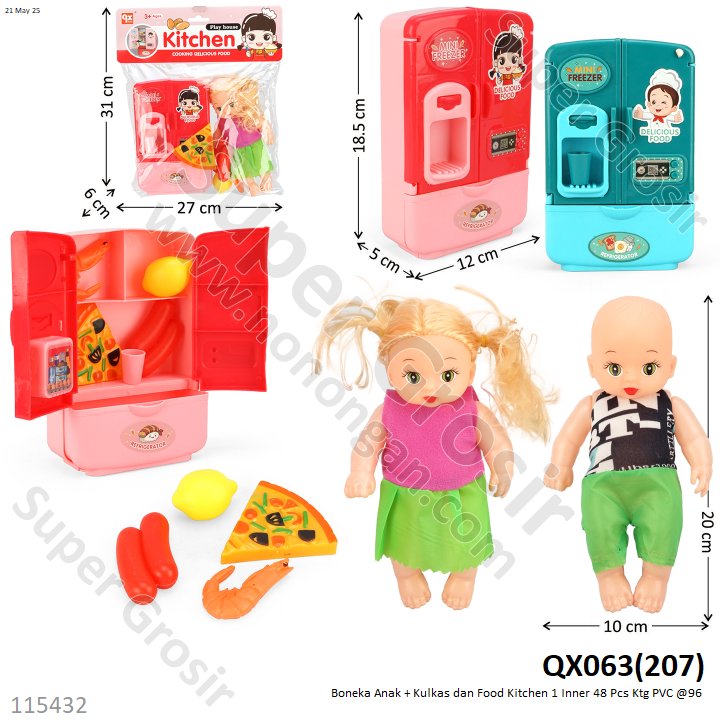 Boneka Anak + Kulkas dan Food Kitchen 1 Inner 48 Pcs Ktg PVC @96