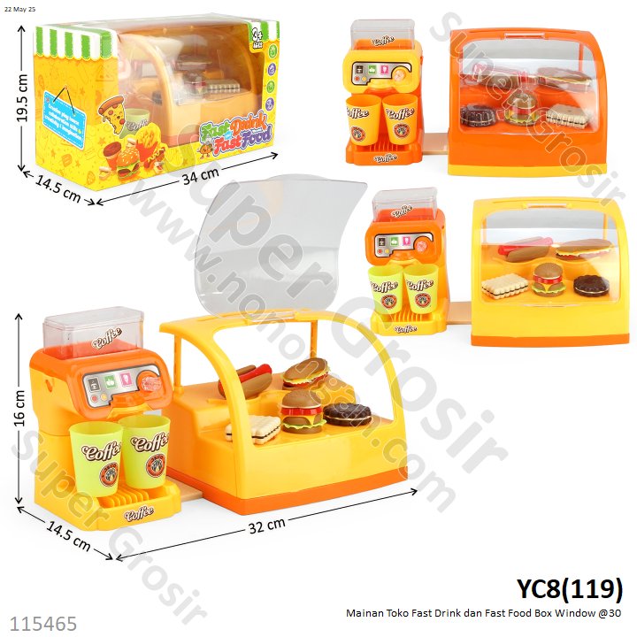 Mainan Toko Fast Drink dan Fast Food Box Window @30