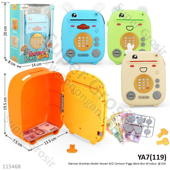 Mainan Brankas Model Hewan B/O Cartoon Piggy Bank Box Window  @100