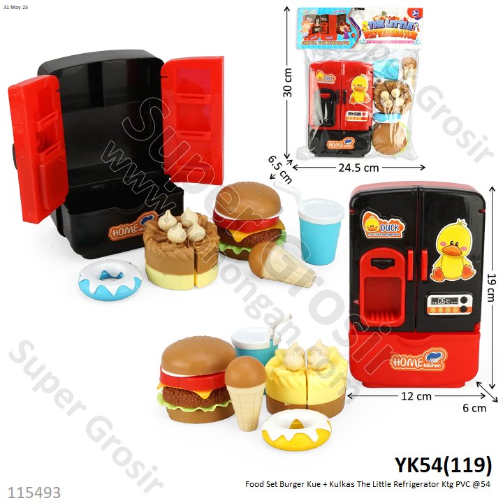 Kitchen Set Kulkas dan Food Set Burger Kue The Little Refrigerator Ktg PVC @54