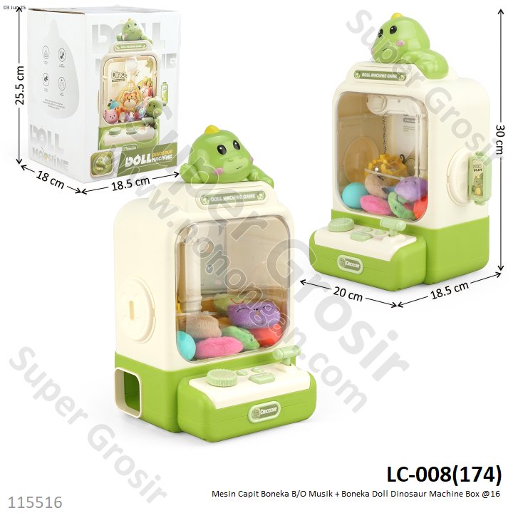 Mesin Capit Boneka B/O Musik + Boneka Doll Dinosaur Machine Box @16