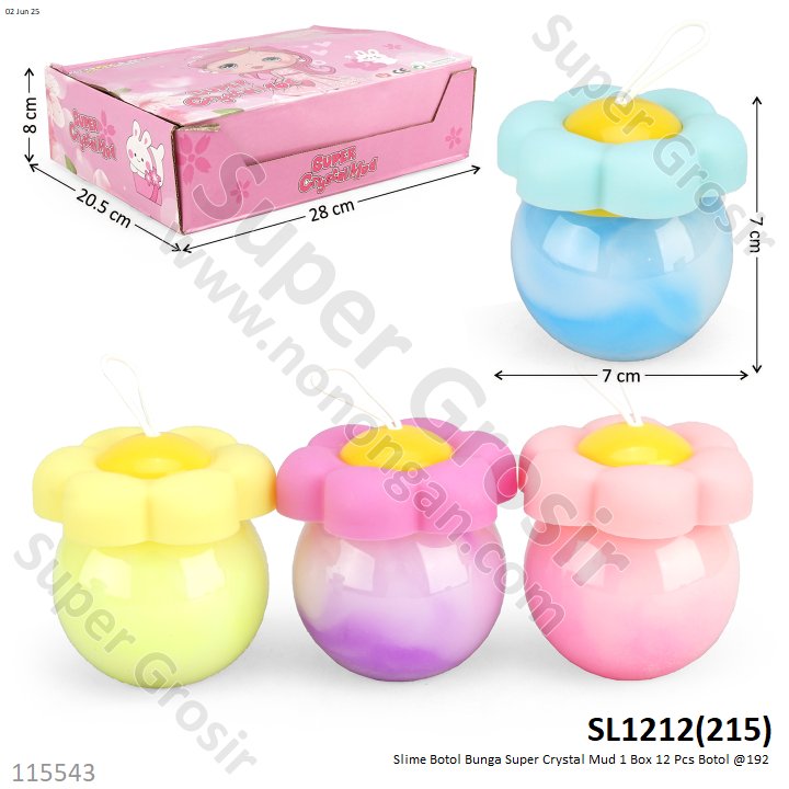 Slime Botol Bunga Super Crystal Mud 1 Box 12 Pcs Botol @192