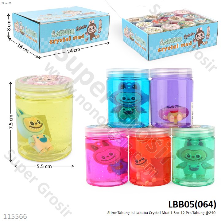 Slime Tabung Isi Labubu Crystal Mud 1 Box 12 Pcs Tabung @240