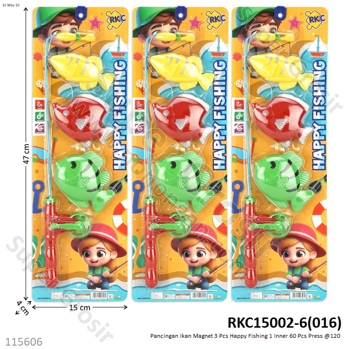 Pancingan Ikan Magnet 3 Pcs Happy Fishing 1 Inner 60 Pcs Press @120