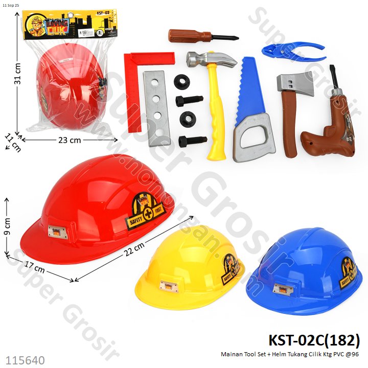 Mainan Tool Set + Helm Tukang Cilik Ktg PVC @96