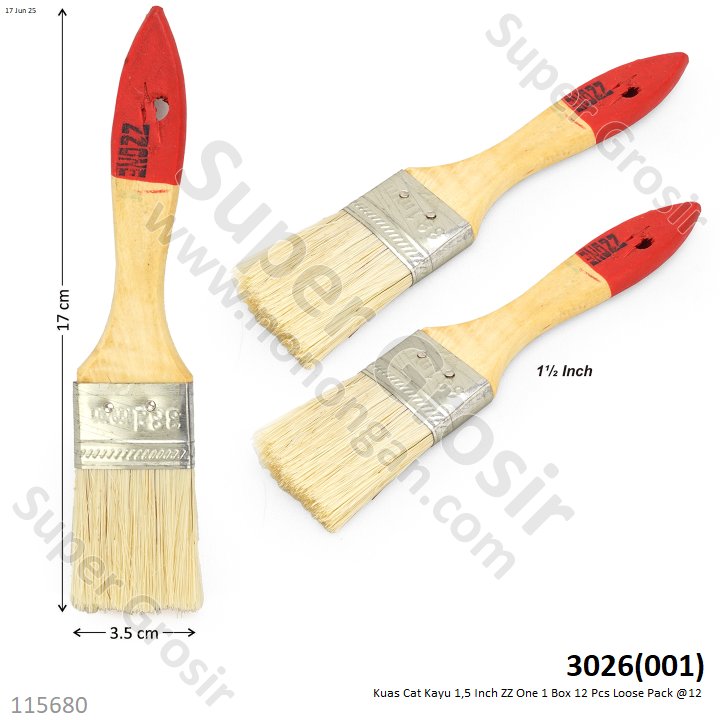 Kuas Cat Kayu 1,5 Inch ZZ One 1 Box 12 Pcs Loose Pack @12