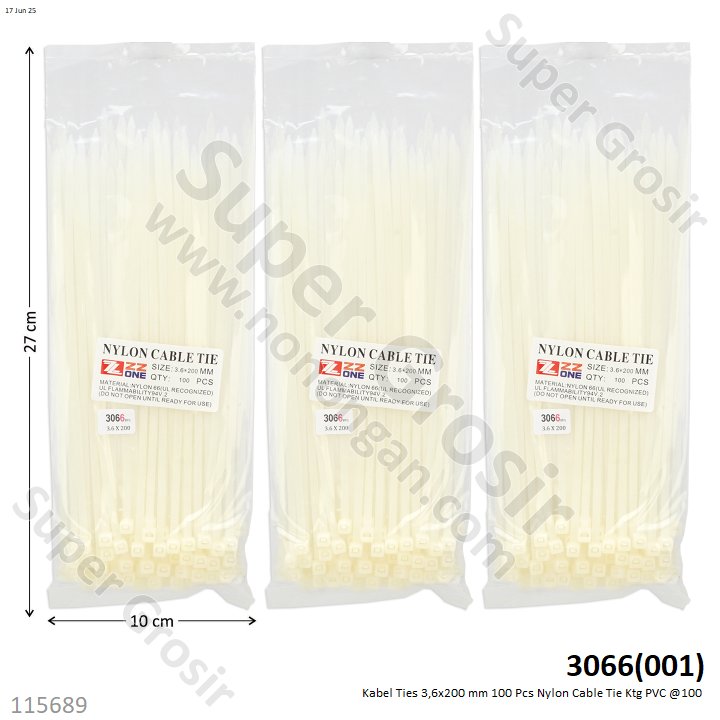 Kabel Ties 3,6x200 mm 100 Pcs Nylon Cable Tie Ktg PVC @100