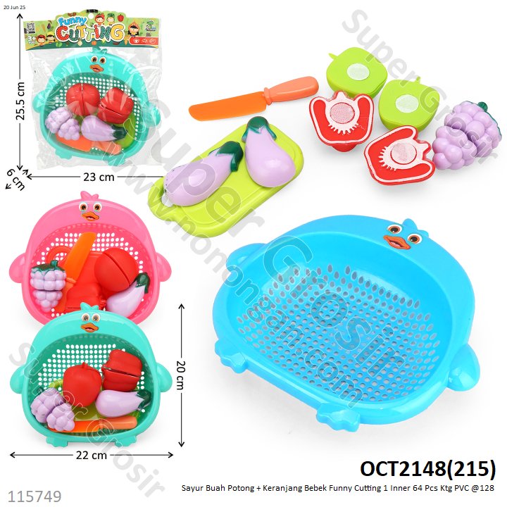 Sayur Buah Potong + Keranjang Bebek Funny Cutting 1 Inner 64 Pcs Ktg PVC @128