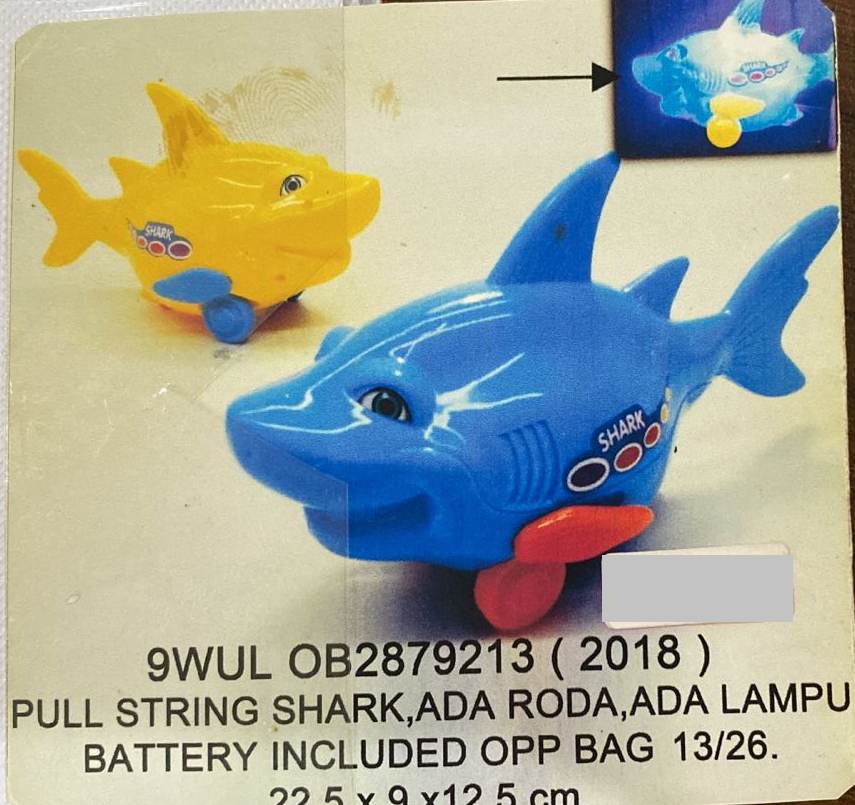 Mainan Tarik Hiu P/S Toys 1 Pack 6 Pcs 1 Inner 156 Pcs Ktg Opp @312