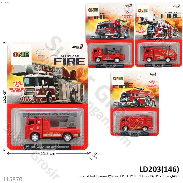 Diecast Truk Damkar P/B Fire 1 Pack 12 Pcs 1 Inner 240 Pcs Press @480