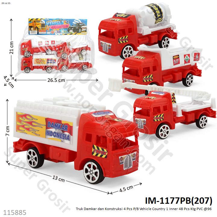 Truk Damkar dan Konstruksi 4 Pcs P/B Vehicle Country 1 Inner 48 Pcs Ktg PVC @96