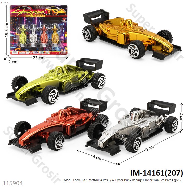 Mobil Formula 1 Metalik 4 Pcs F/W Cyber Punk Racing 1 Inner 144 Pcs Press @288