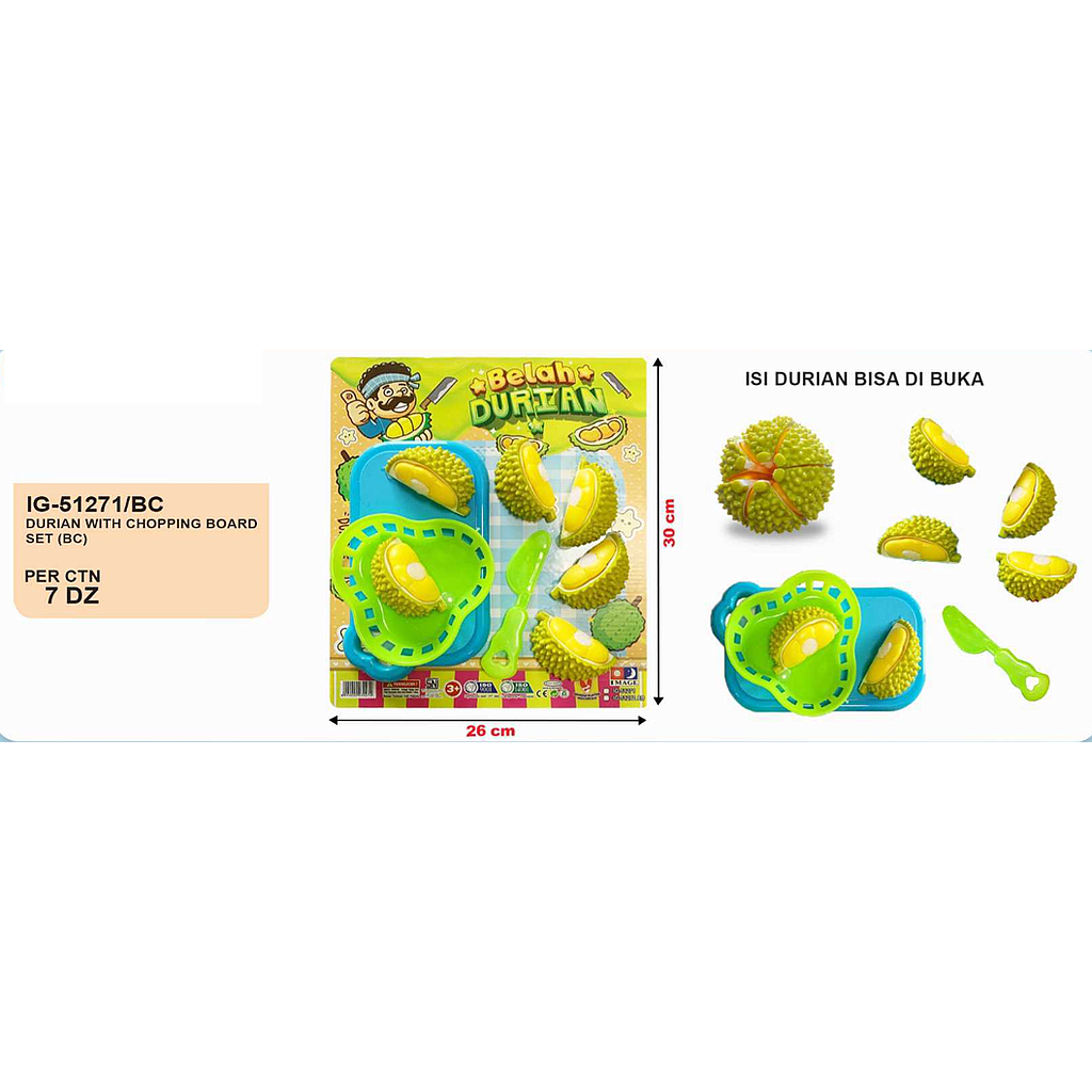 Food Set Buah Durian Potong + Talenan Belah Durian 1 Inner 42 Pcs Press @84