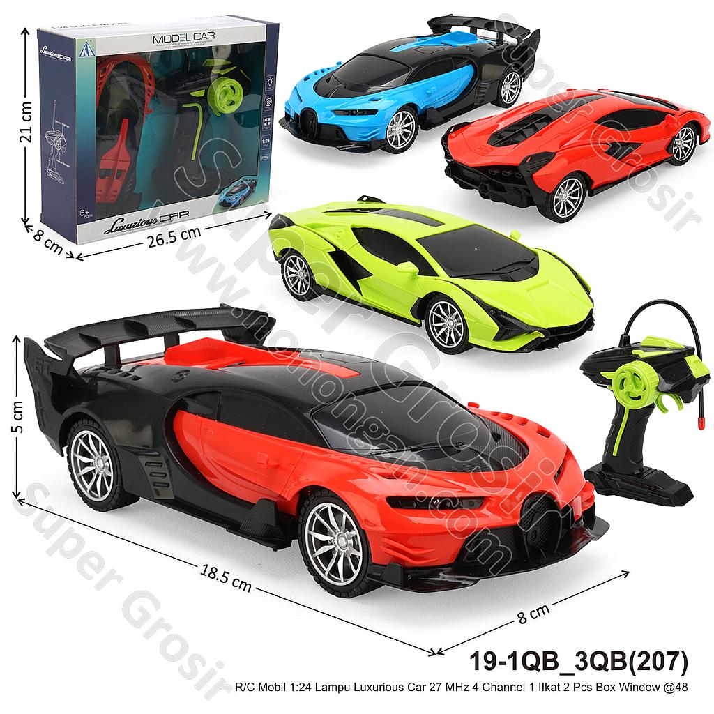 R/C Mobil 1:24 Lampu Luxurious Car 27 MHz 4 Channel 1 Ikat 2 Pcs Box Window @48