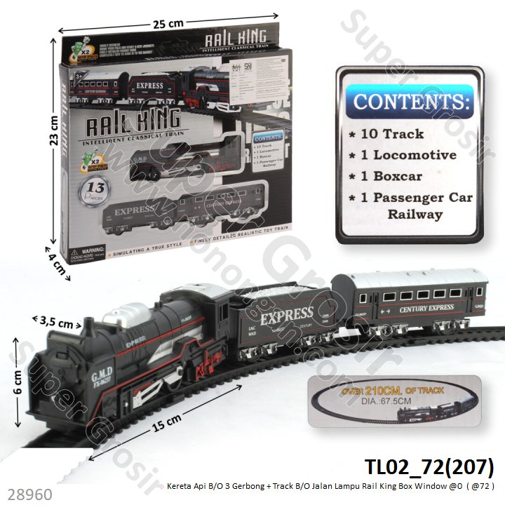 Kereta Api Rail King 3 Gerbong dan Track B/O Jalan Lampu Rail King 1 Inner 36 Pcs Box Window @72