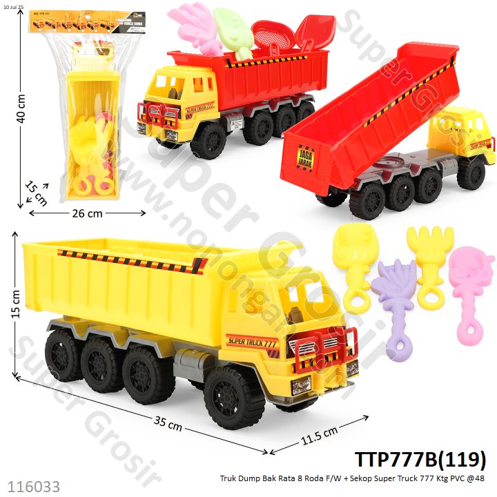 Truk Trailer Dump Bak Rata 8 Roda F/W + Sekop Super Truck 777 Ktg PVC @48