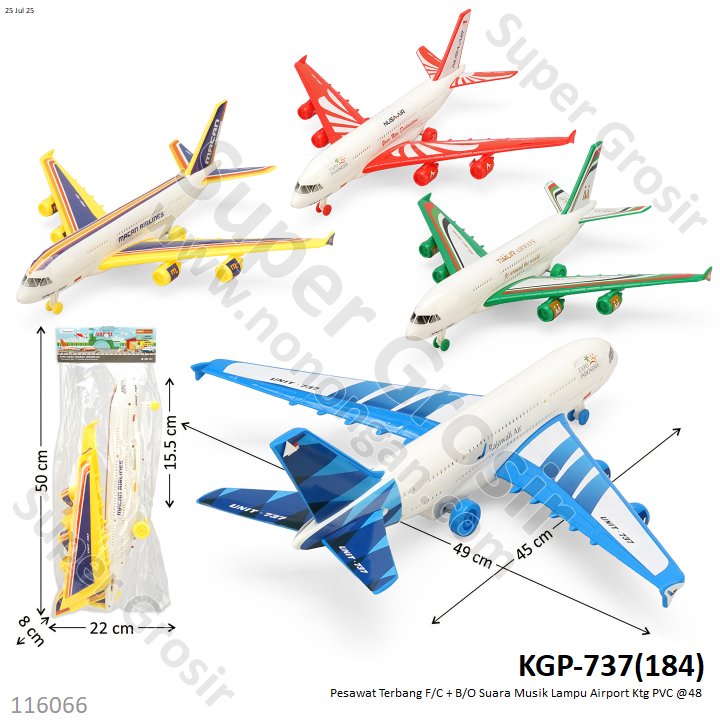 Pesawat Terbang F/C + B/O Suara Musik Lampu Airport Ktg PVC @48