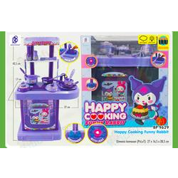 Kitchen Set Kuromi Meja Dapur + Cooking Set B/O Lampu Suara Asap Happy Cooking Box Window @24